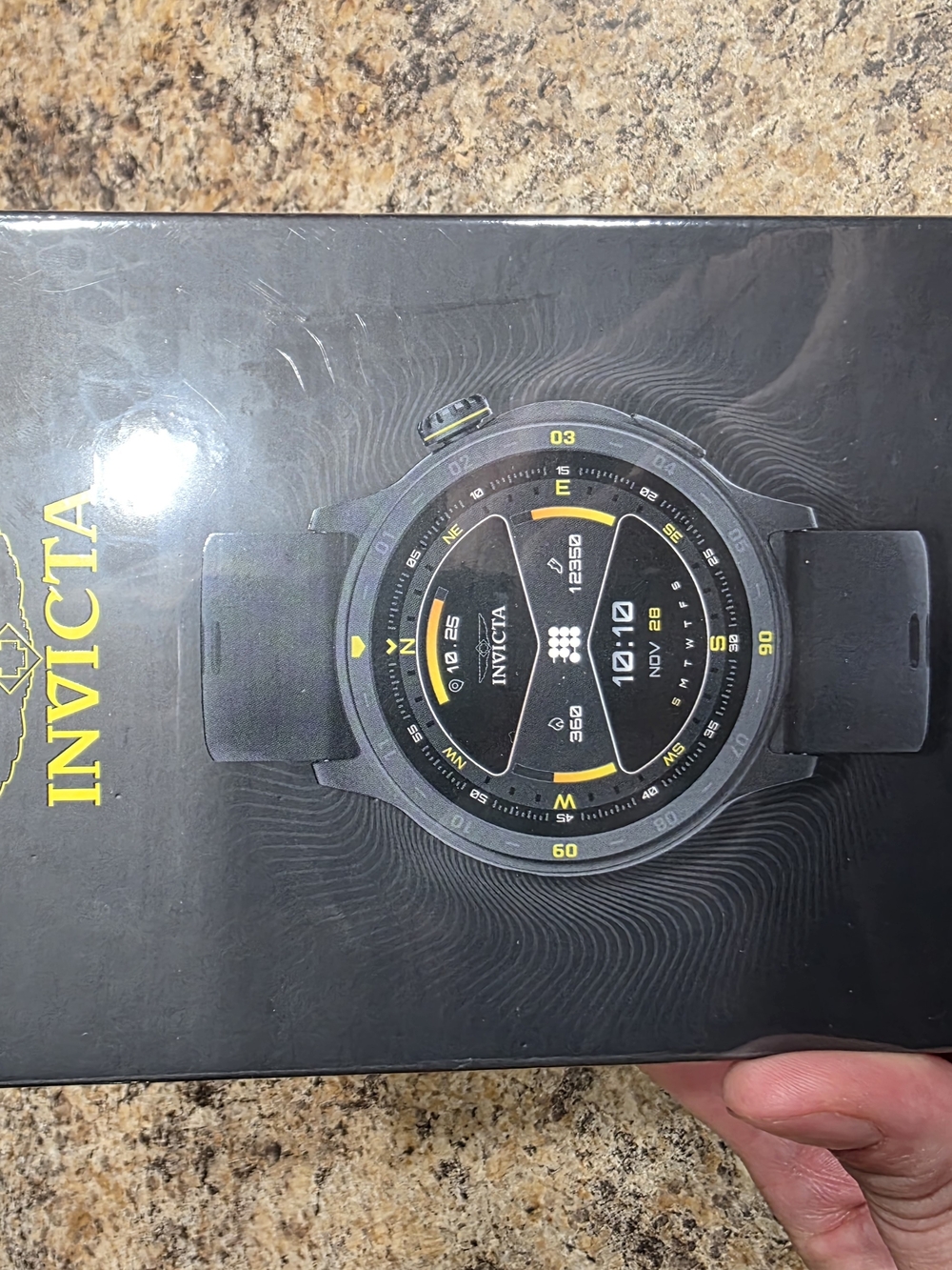 Invicta Black Smartwatch with Yellow Accents